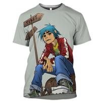 „Rock Band Gorillaz“ serijos spauda Vasariniai vyriški marškinėliai su iškirpte, laisvalaikio trumpomis rankovėmis, dideli marškinėliai Madingi vyriški drabužiai S