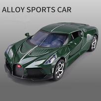 1/24 Bugatti Lavoiturenoire Alloy Sports Car Model Diecast Metal Toy Vehicles Car Model Simulation Sound and Light Kids Toy Gift žalia