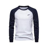 Rudens žiemos vyriškas apatinis trikotažas Slim Fit Raglan rankovėmis Daugiaspalvis apvalia kaklo iškirpte megztinis Tamprios ilgos rankovės Vidutinio ilgio sporto treniruočių kasdienio dėvėjimo marškinėliai S balta