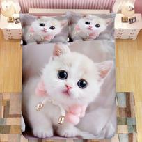 Super mielas kačiukas Vaikams Patalynės Komplektas Kawaii Mergaitėms Antklodės Užvalkalas Karaliaus Karalienės Dydžio Katė Gyvūnas 2/3 vnt Poliesterio Antklodės Užvalkalas (Nėra lapo) EU single(135x200cm) gray