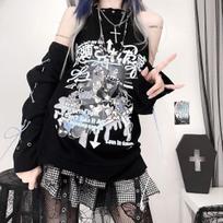 Subkultūra Punk Y2k Kryžiaus Hoodis Moteriškas Atidengtais Petimis Gotikinis Harajuku Anime Ilgi Marškiniai Mada Juodas Japonų Tvarsčio Marškiniai S juoda