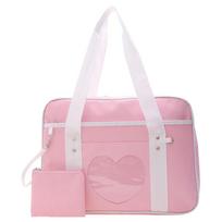 School Uniform Bags Fashion Women PU Leather  Women Student PU Handbag Anime Shoulder Bag rožinė