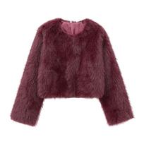 Moterų Cardigan Striukė Apvalia Kaklo Kišenė Kailinė Striukė Vienspalvė Laisva Suede Striukė Streetwear Vintag Viršutinis Drabužis XS vyno raudonos spalvos