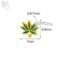 ZS 1 vnt. mielas cirkonio kristalo nosies smeigtukas 20G L formos nerūdijančio plieno nosies pirsingas Punk juodos spalvos voras šikšnosparnis šnervės pirsingas Style 9-Gold