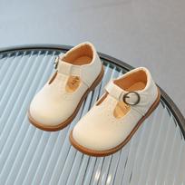 Pavasario Rudens Vaikiškas T-diržas Odiniai Batai Mergaitės Princesės Batai Britiško Stiliaus Berniukiški Viengubiai Batai Kvėpuojantys Mary Jane Batai Kolegijos Vaikų Batai 21-insole13.6cm balta