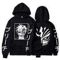 Bleach Kurosaki Ichigo Anime Harajuku Hoodies Gothic Cartoon Manga Kaukė berniukui Grafika Vyrai Moterys Žieminiai megztiniai ilgomis rankovėmis L juoda