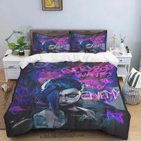 Animacinis filmas Jinx Arcane: League of Legends patalynės komplektas Karališkas Twin Dvigulis Berniukams 3 dalių Mikropluošto arba Poliesterio antklodės užvalkalų komplektas EU single(135x200cm)