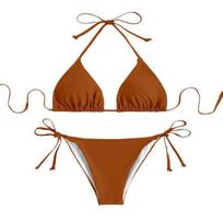Yousheng Moteriškas Seksualus Bikini Komplektas Halteris Surišamas šone Dviejų dalių Maudymosi kostiumėlis Mini Trikampis Maudymosi Kostiumėlis Paplūdimio Atostogoms Vakarėliui S tamsiai ruda spalva