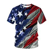 3D spausdinti Amerikos vėliavos marškinėliai vyrams ir moterims Madingi gatvės drabužiai Vaikams Viršutinė dalis Tinka unisex marškinėliams S gray