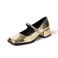 Designer Vintage Square Toe Women Mary Jane Shoes Fashion Shallow Thick Heel  Spring Autumn Wedding Party Shoes 35 auksas