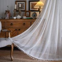 Amerikietiški nėriniai naktiniai užuolaidos - Garso izoliacija Lipnios juostos miegamajam/svetainei/virtuvei, paruoštos įlankos langui W150xH45cm(Grommets Top) balta