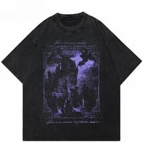 Baisaus pilies išplauti marškinėliai Streetwear Vintažiniai medvilniniai trumparankoviai Vyriški moteriški viršutiniai drabužiai T-shirt Keistas raštas Y2K Laisvalaikio S