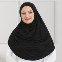Paruoštas dėvėti hidžabas moterims, momentinis turbanas, minkštas musulmoniškas šalikas maldai, ilgi hidžabai, islamo drabužiai, džersio abaja juoda