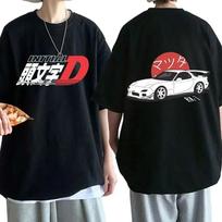 Anime Drift AE86 Initial D Dvipusiai Marškinėliai Apvalia Kakleline Trumpomis Rankovėmis Vasariniai Kasdieniai Unisex R34 Skyline GTR JDM Manga Marškinėliai S armijos žalia spalva