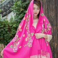 Lijiang Yunnan Etninis Gėlių Siuvinys Didelio Dydžio Juodas Kutas Šalis Rudeniui/Žiemai 200*70 cm rožinė raudona spalva