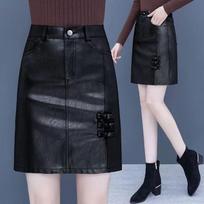 Temperament Autumn Women Solid Button Zipper Asymmetrical High Waist Fashion Slim Pu Leather Short A-line Hip Wrap Skirt S juoda