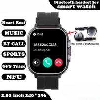 2025 Išmanusis laikrodis 2 viename su ausine Išmanusis laikrodis Bluetooth skambutis Vyriškas laikrodis GPS sekimas Širdies ritmo monitorius Muzikos grojimas Išmanusis laikrodis Silicone juoda
