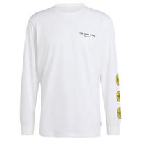Adidas X Stone Roses bendradarbiavimas Manchester United raidžių rašto spausdinamas retro futbolo kasdienis kultūros ilgomis rankovėmis marškinėlis vyriškas marškinėlis baltas IP9192 L