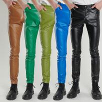 Vyriškos elastinės odinės kelnės šokiui ir salonui - Žalia/Mėlyna/Ruda Size 38 (30-inch waist) juoda