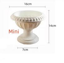 2 vnt. Romos kolonos gėlių vazonai – Balti plastikiniai vestuvių stoveliai-augalų vazonai praėjimui ir renginių dekoravimui Mini 16cm 2pcs