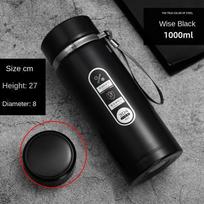 800ML-1L Nerūdijančio plieno termosas 304 Arbatos butelis Automobilinis vakuuminis butelis Nešiojamas gėrimo puodelis 500ML juoda