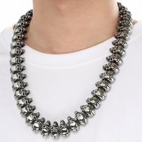 Gotikinė Sunkaus Nerūdijančio Plieno Vyriška Grandinėlė ant Kaklo Choker Kaklas Punk Rock Kaukolės Veidas Galva Vyriškos Grandinės Masiniai Vyriški Papuošalai Ant Kaklo 65CM sidabras