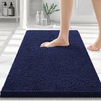 Kitinjoy Velvetiniai Vonios Dušo Kilimėliai Atsparūs Purvui Ir Sugeriantys Namų Virtuvės Vonios Kilimėliai Skalbiami Mašinoje Svetainės Grindų Kilimai 43x62cm(17X24inch) tamsiai mėlyna
