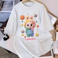 LaBuBu Grey Blue Green 3d Print Women T-shirt Loose T-shirt for Men and Women Couple Outfit Popular on The Internet Trendy M