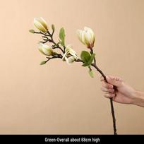 3D Magnolijos Dirbtinė Gėlė - Kinų Stiliaus Namų Dekoras Svetainei ir Valgomojo Stalui žalia