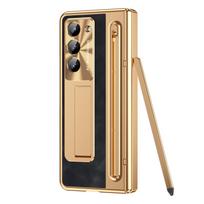 Dėklas su stikliniu plėvelės uždėjimu ir S Pen laikikliu, skirtas Samsung Galaxy Z Fold 7 6 5 4, apsauga nuo kritimo, odinė vyrio apsauga, Fold6 Fold7 apsauga su S Pen dangteliu For Galaxy Z Fold 4