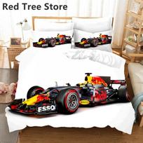 Raudonas lenktyninis automobilis 3D Vaikams Berniukams Patalynės komplektas F1 Žaidimų lenktynininkas Spausdinimas Antklodės užvalkalas 2/3 vnt. Patalynė su pagalvės užvalkalu Viengulei/Dvigulei lovai Patalynės užtiesalas Eu Single 135x200cm