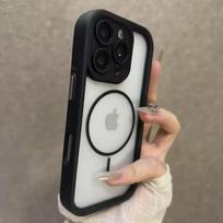 Madingas 2 viename odos pojūčio dėklas telefonui iPhone 17air 16 15 14 12 13 Pro Max Plus MagSafe belaidžio įkrovimo smūgiams atspari apsauga iPhone 17 Pro Max juoda