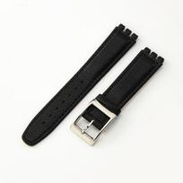 17mm 19mm Natūralios odos laikrodžio dirželis Swatch YCS YAS YGS riešo apyrankė su sagtimi vyrams sportinis vandeniui atsparus laikrodžio dirželis 17 sidabras/juoda