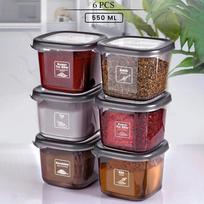 Hermetiški maisto laikymo indų rinkiniai – Skaidrūs, be BPA, sandėliuko organizatoriai, Stacking, nepralaidūs užkandžių stiklainiai virtuvei 6 pcs - 550 ml