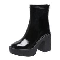 Madingi platforminiai moteriški ankle boots odiniai madingi aukštakulniai batai 2025 m. tendencija dizainerio klasikiniai stambūs nauji bateliai-pumpai gotiški žieminiai Botas Mujer 35 juoda