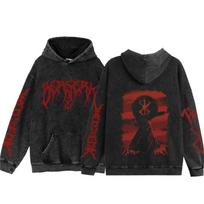 Vintažiniai Anime Berserk Guts Spausdinti Vyriški Moteriški Laisvi Kasdieniai Džemperiai Su Gobtuvu Skalbti Medvilniniai Streetwear Harajuku Vyriški Palaidinės Viršutiniai Drabužiai M