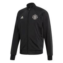 Adidas Manchester United Dryžuotas sportinis švarkas su stovimos apykaklės ir logotipu Vyriškas viršutinis drabužis Juodas DX9082 S