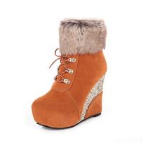 Madingi platforminiai batai moterims Suede Sniego batai Šilti pliušiniai batai Įsispiriami Užtrauktukas Moteriški Žieminiai Ankle Boots Moteriški Batai Moterų Platforminiai Batai 34 geltona