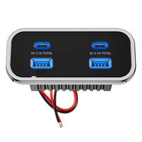 4 prievadų 12V kemperio USB lizdas 76W Dvigubas PD3.0 Type-C greitas įkrovimas ir QC3.0 skydelio sienelės tvirtinimo įkroviklio adapteris jūriniam transportui, autobusui, ATV, sunkvežimiui Matches the image