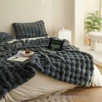 Toskanos dirbtinio reksinio triušio burbuliukų vilnos A klasės dvipusė biuro miego antklodė 45×45 cm Pillowcase tamsiai pilka spalva