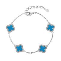 Keturialapio dobilėlio apyrankė Juodo agato apyrankė Moteriška reguliuojama Natūrali motinėlė Perlamutrinė išskirtinė apyrankė Whole body 925 silver plated real gold