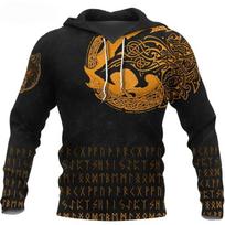 Mada Vyriški Sportiniai Drabužiai 3D Spausdintas Vikingų Klasikinis Džemperis su Gobtuvu Pavasario ir Rudens Džemperis Hip Hop Punk Didelio Dydžio Džemperiai S