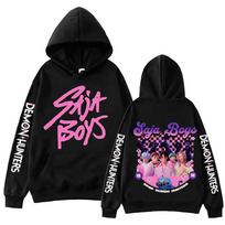 Saja Boys KPop Demon Hunters Grafische Hoodie Harajuku Hip Hop Y2k Capuchon Trui Tops Herfst Winter Lange Mouwen Sweatshirt XS juoda