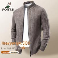 Vyriškas sunkus 100% merino vilnos megztinis su stovimos apykaklės užsegimu 2XL 54 juoda