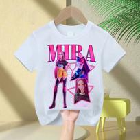 KPop Demonų Medžiotojai Rumi Zoey Mira 2025 Kaklas Animacinis Berniukų Marškinėliai Vaikams Mergaičių Marškinėliai Spausdinimas Madingi Laisvalaikio Viršutiniai Drabužiai Laisvalaikio Mergaičių Drabužiai 110cm