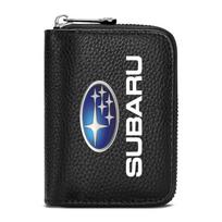 Natūralios odos automobilio vairuotojo pažymėjimo, asmens tapatybės kortelės, banko kortelių piniginė, skirta Subaru Forester Impreza Outback Legacy Tribecacar WRC XV juoda