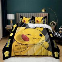 Pikachu Antklodės Užvalkalas 3D Spausdintas Pokémon Patalynės Komplektas Anime Antklodės Užvalkalas Pagalvės Užvalkalas Vaikams Mergaitėms Berniukams Paaugliams Suaugusiems 135x200cm-2pcs