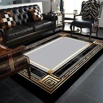 Juodas Dekoratyvinis Namų Kilimas Svetainės Prabangūs Didelio Ploto Kilimai Miegamojo Dekoras Lovos Šoninė Grindų Kilimėlis Koridoriaus Sofos Šoninis Kilimėlis tapis salon 60*90cm