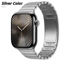 Titano spalvos apyrankė Apple Watch 11 serijai 46mm, prabangi metalinė grandinėlė iWatch Ultra 3 49mm 45mm 44mm 42mm, verslo apyrankė 10 9 8 7 6 SE3 5 38mm 40mm 41mm sidabras