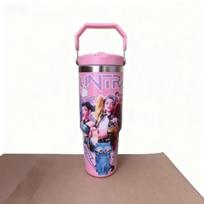 Naujas Bingba Puodelis Nerūdijančio Plieno Nešiojamas Automobilio Puodelis Vakuuminis Šiaudelis Raganų Medžiotojų Grupė Termo Puodelis 900ML rožinė